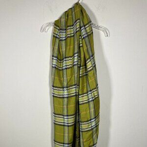 Pashmina Green Plaid 100% Pashmina Scarf 65" x 26"